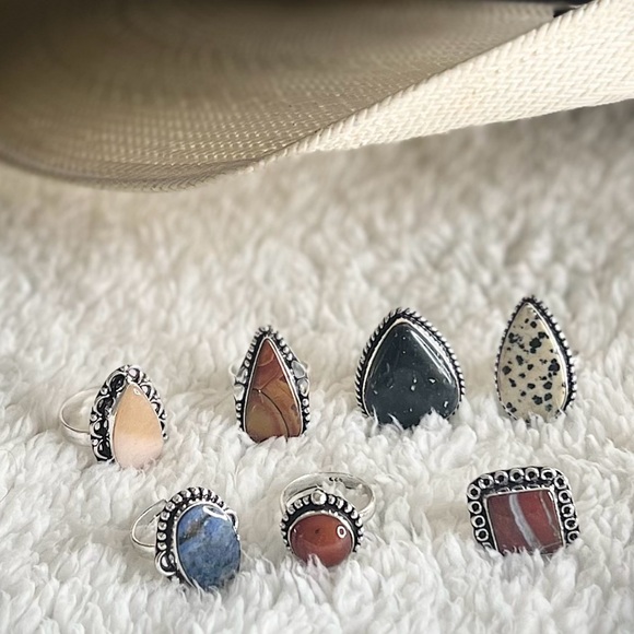 Chunky Gemstone Adjustable Rings, Various Options - Picture 3 of 3